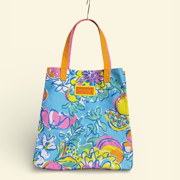 Lilly Pulitzer Handbags - Lilly Pulitzer Estee Lauder Floral Canvas Tote Bag Blue Pink Yellow
